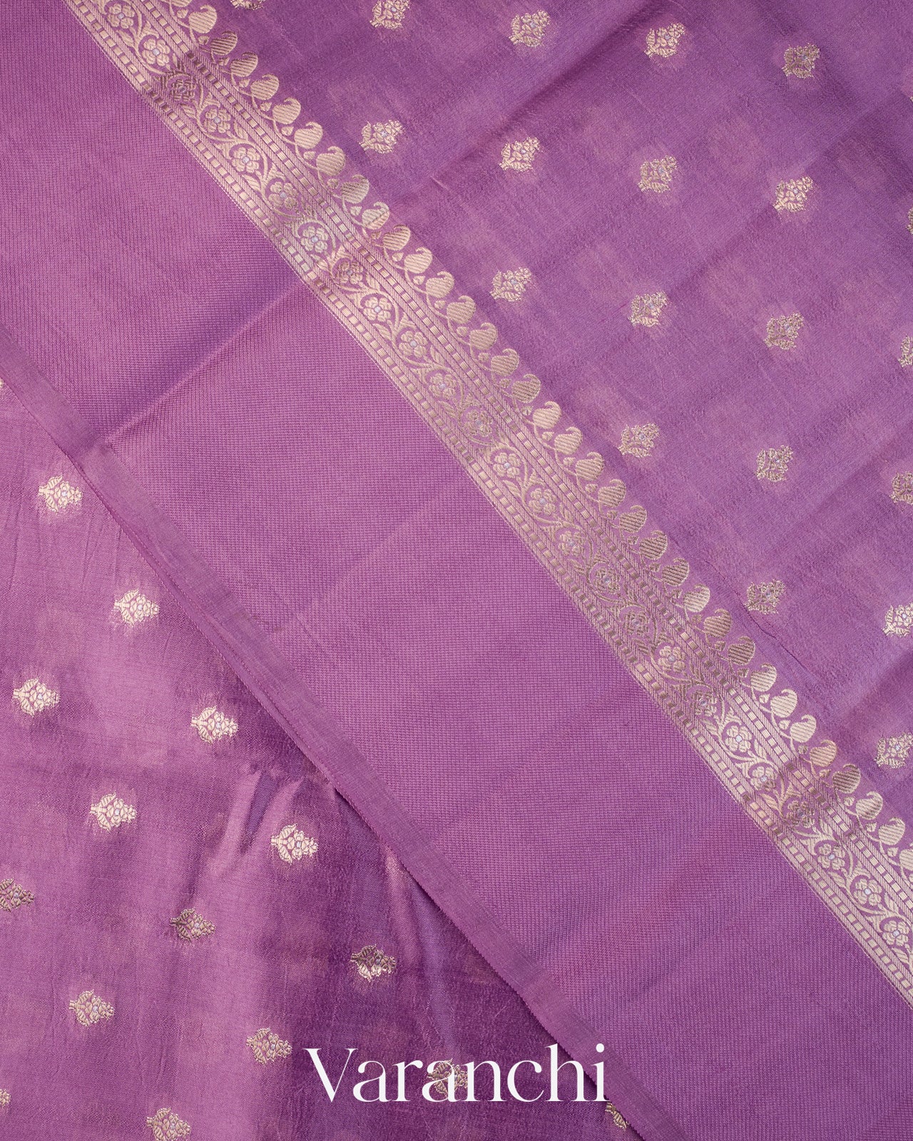 Lavender Pure Dupion Silk Saree