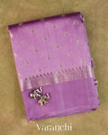 Lavender Pure Dupion Silk Saree