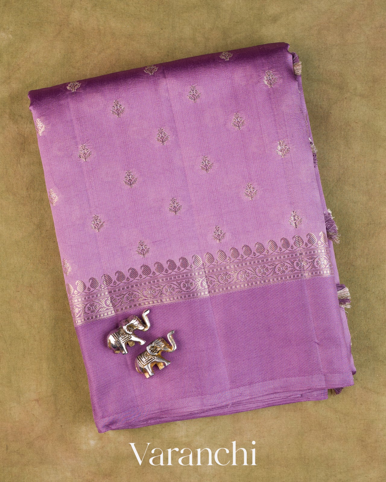 Lavender Pure Dupion Silk Saree