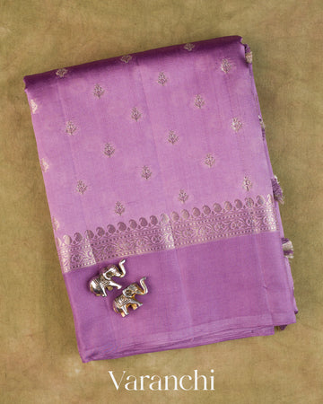 Lavender Pure Dupion Silk Saree