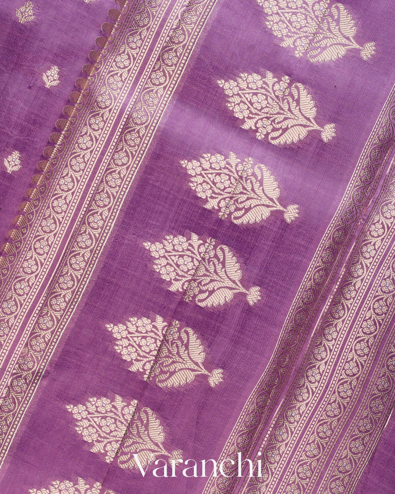Lavender Pure Dupion Silk Saree