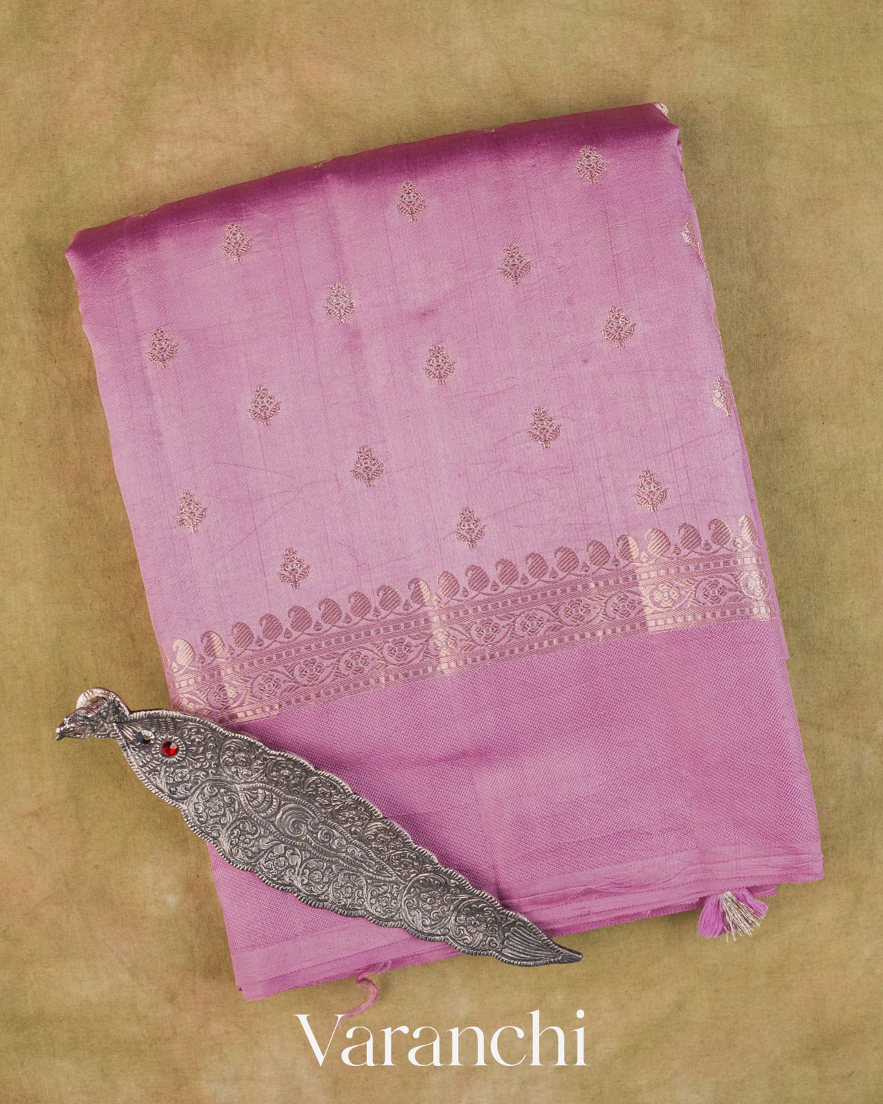 Baby Pink Pure Dupion Silk Saree