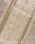 Off White Pure Dupion Silk Saree