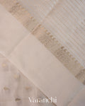 Off White Pure Dupion Silk Saree