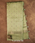 Olive Green Pure Dupion Silk Saree