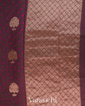 Deep Plum Bandhani Pure Chiniya Silk Saree