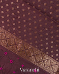 Deep Plum Bandhani Pure Chiniya Silk Saree