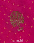 Rani Pink Bandhani Pure Chiniya Silk Saree