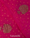 Rani Pink Bandhani Pure Chiniya Silk Saree