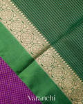 Purple Checkered Pure Katan Silk Saree
