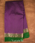 Purple Checkered Pure Katan Silk Saree