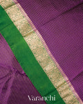 Purple Checkered Pure Katan Silk Saree