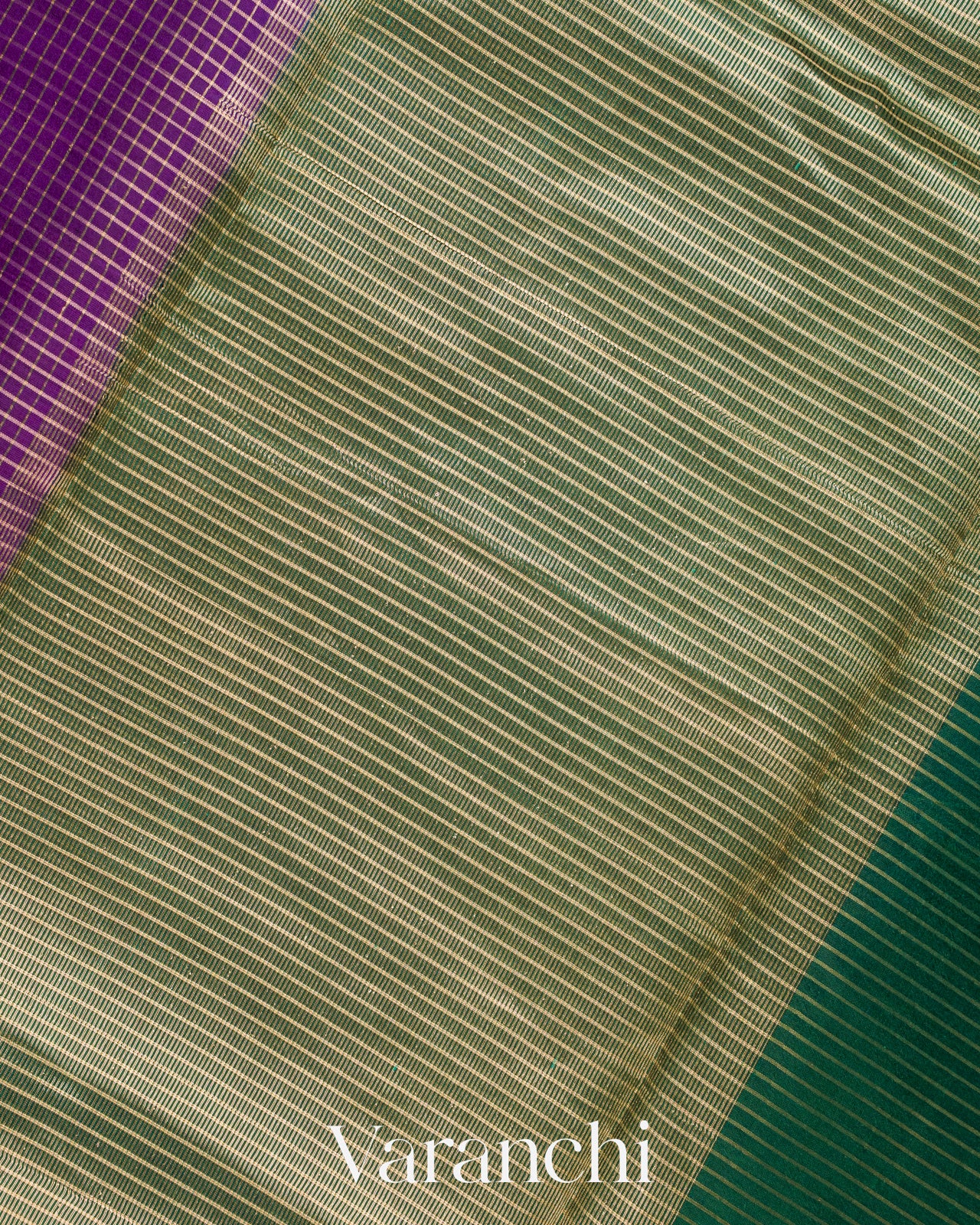 Purple Checkered Pure Katan Silk Saree