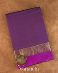 Purple Checkered Pure Katan Silk Saree
