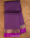 Purple Checkered Pure Katan Silk Saree