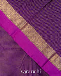 Purple Checkered Pure Katan Silk Saree