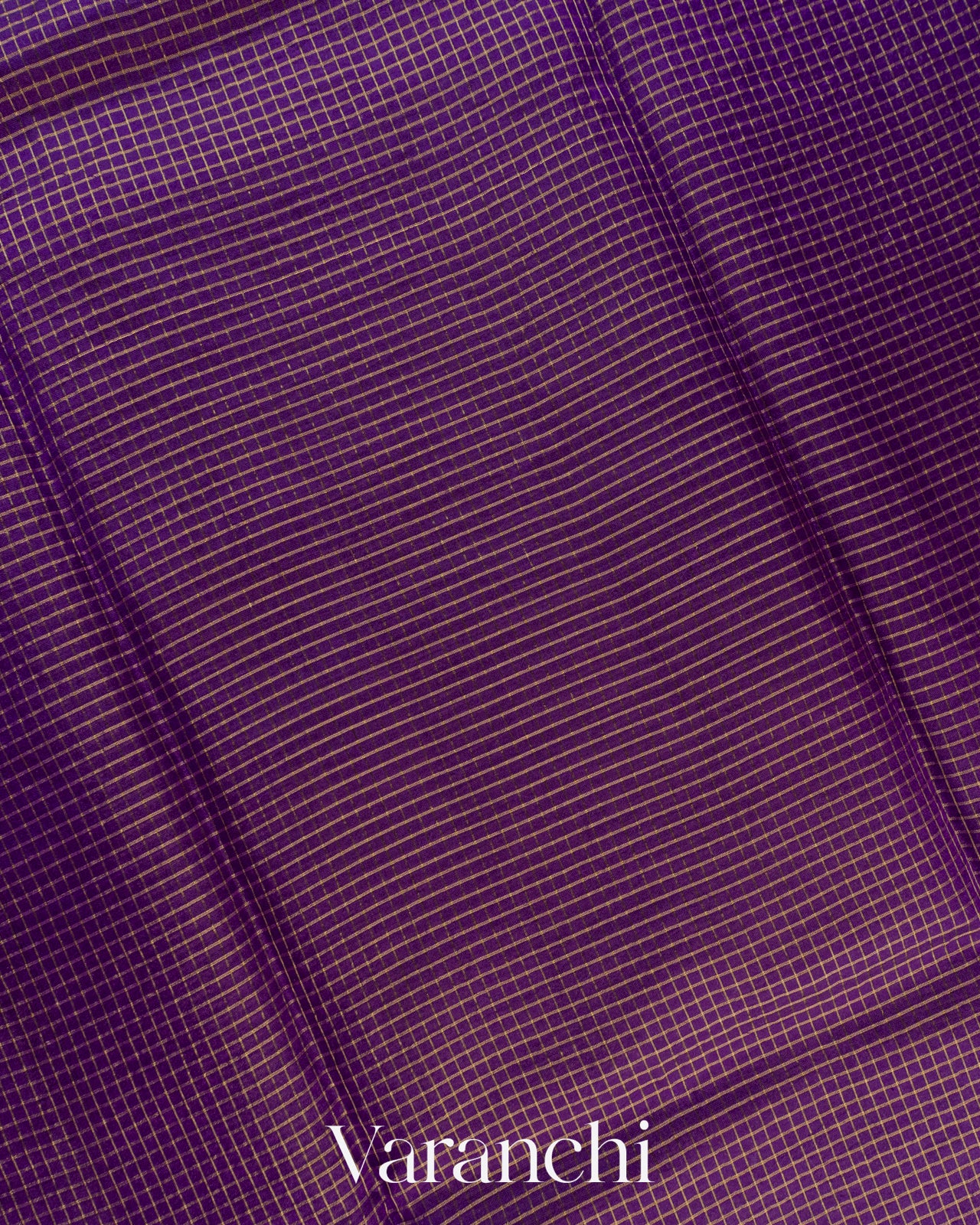 Purple Checkered Pure Katan Silk Saree