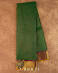 Bottle Green Checkered Pure Kanchipuram Silk Handloom Saree