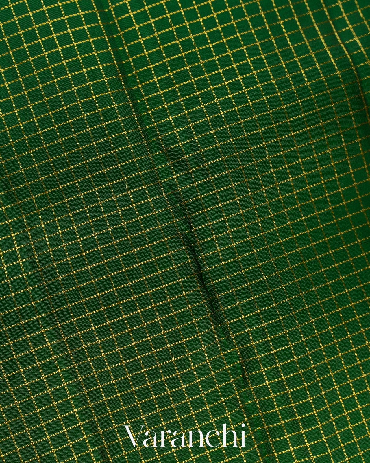 Bottle Green Checkered Pure Kanchipuram Silk Handloom Saree