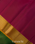 Bottle Green Checkered Pure Kanchipuram Silk Handloom Saree