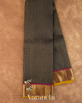 Black Checkered Pure Kanchipuram Silk Handloom Saree