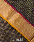 Black Checkered Pure Kanchipuram Silk Handloom Saree
