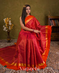 Rani Pink Checkered Pure Kanchipuram Silk Handloom Saree