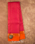 Rani Pink Checkered Pure Kanchipuram Silk Handloom Saree