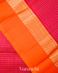 Rani Pink Checkered Pure Kanchipuram Silk Handloom Saree