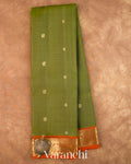 Olive Green Pure Kanchipuram Silk Handloom Saree