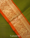 Olive Green Pure Kanchipuram Silk Handloom Saree