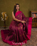 Wine Vaira Oosi Pure Kanchipuram Silk Handloom Saree