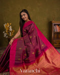 Wine Vaira Oosi Pure Kanchipuram Silk Handloom Saree