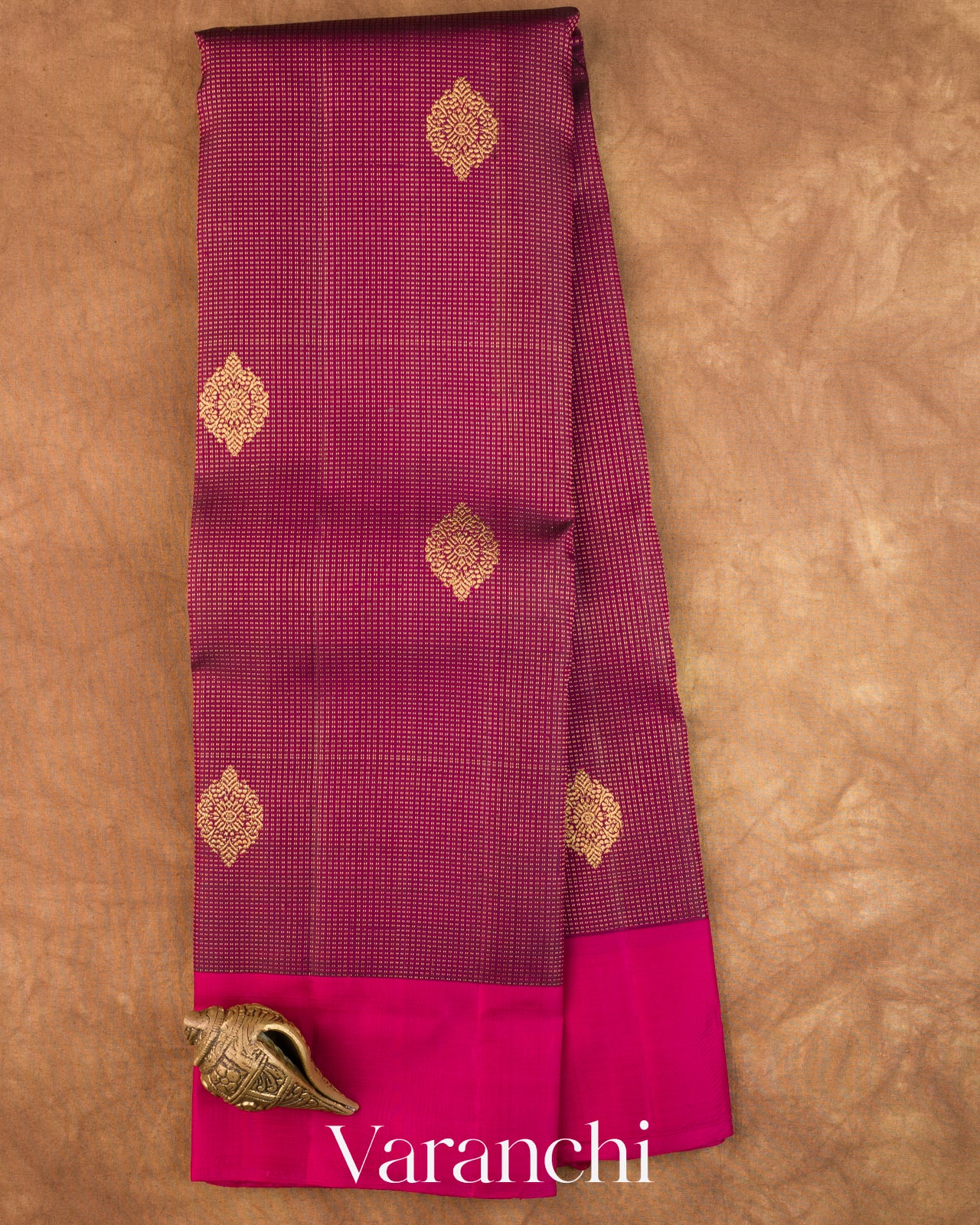 Wine Vaira Oosi Pure Kanchipuram Silk Handloom Saree