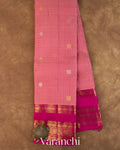 Blush Pink Checkered Pure Kanchipuram Silk Handloom Saree