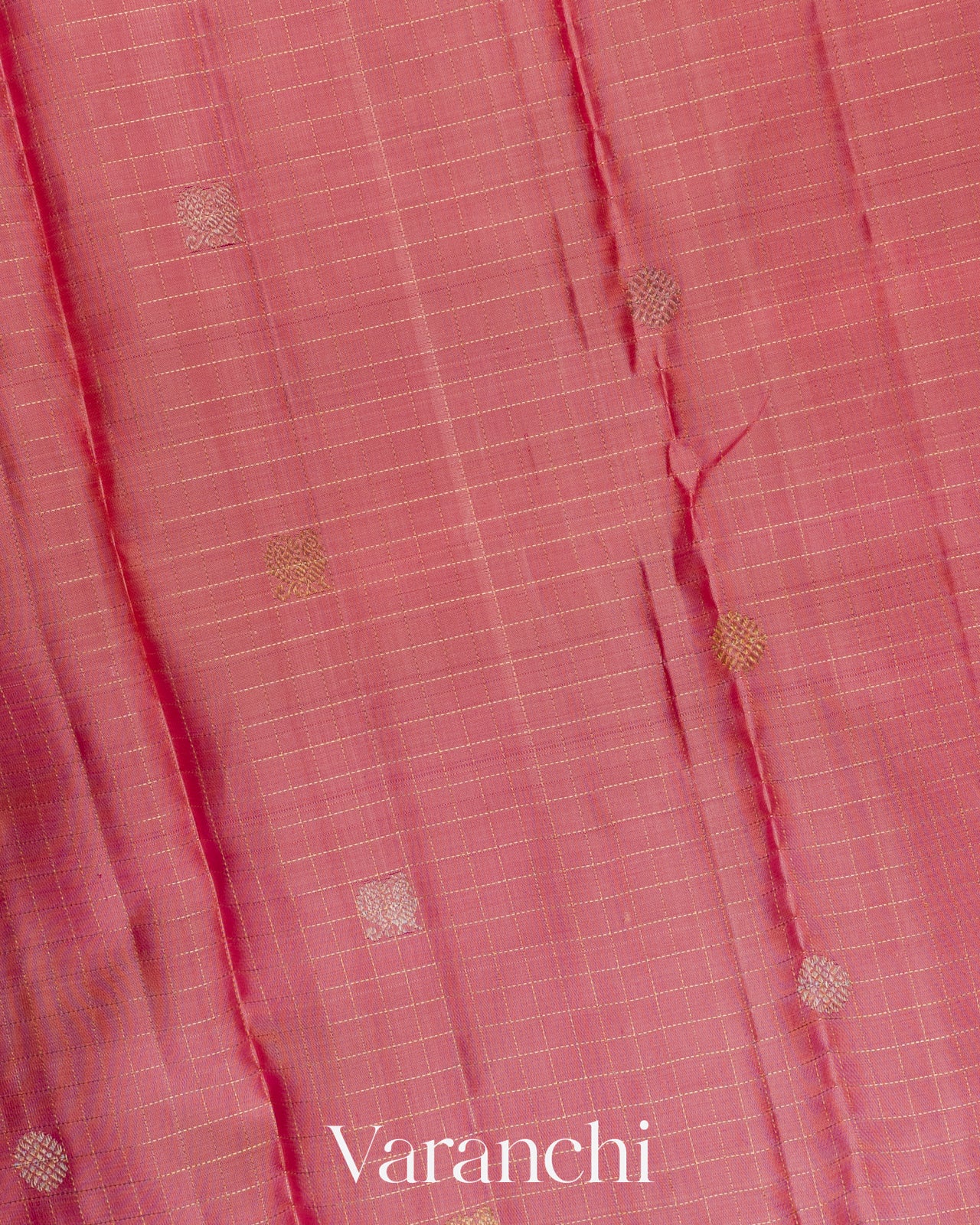 Blush Pink Checkered Pure Kanchipuram Silk Handloom Saree