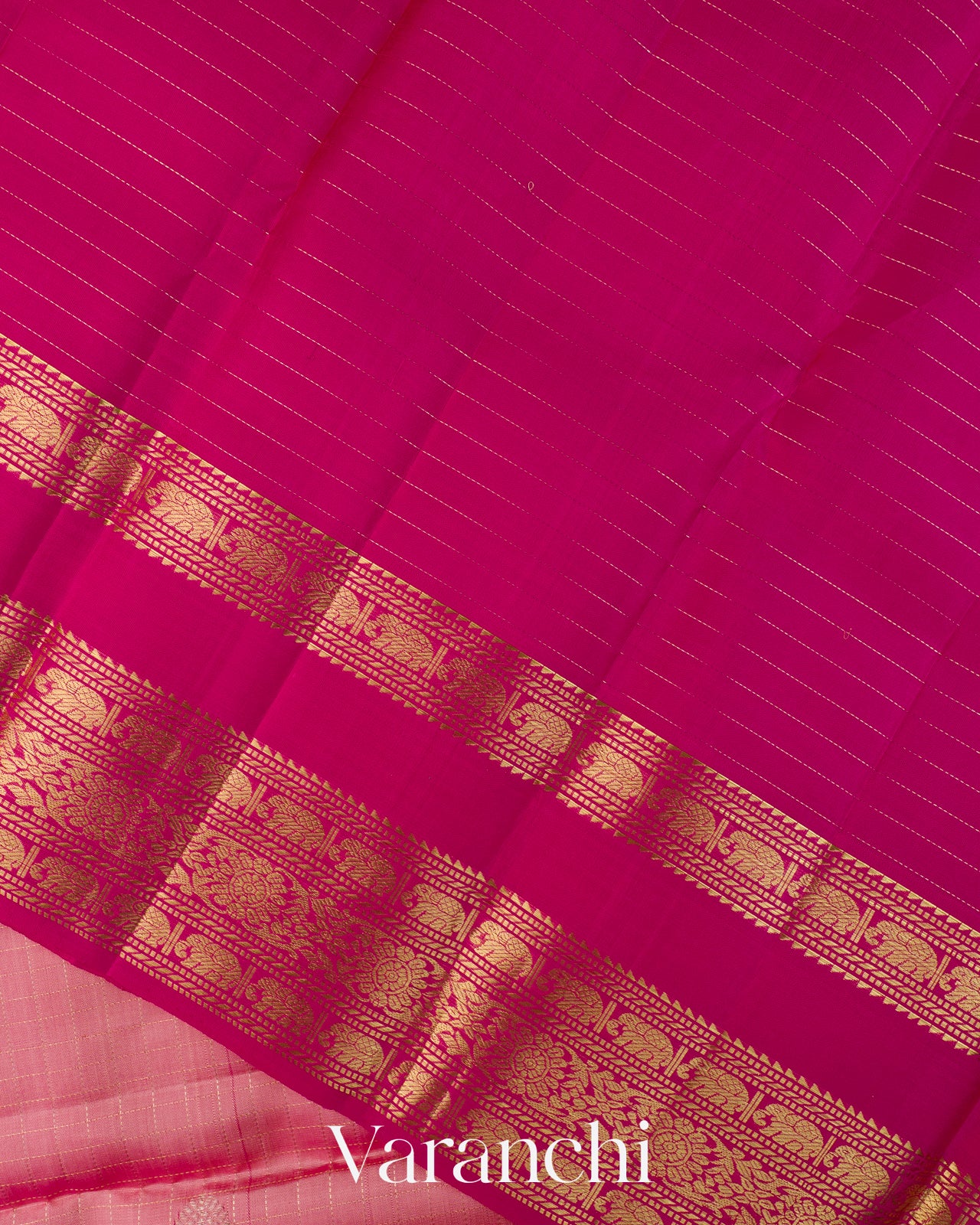 Blush Pink Checkered Pure Kanchipuram Silk Handloom Saree