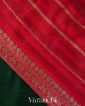 Bottle Green Pure Raw Silk Handloom Saree