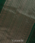Bottle Green Pure Raw Silk Handloom Saree