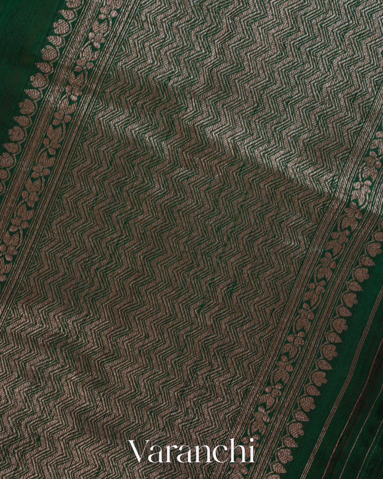 Bottle Green Pure Raw Silk Handloom Saree