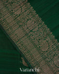 Bottle Green Pure Raw Silk Handloom Saree