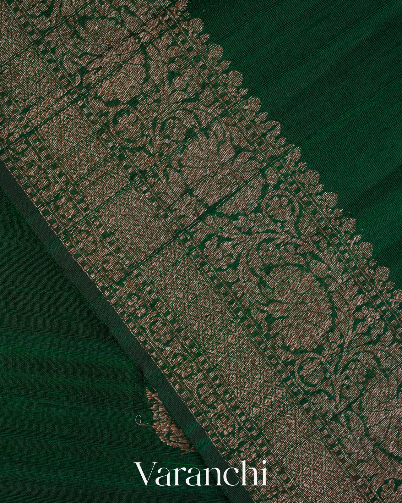 Bottle Green Pure Raw Silk Handloom Saree