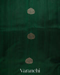 Bottle Green Pure Raw Silk Handloom Saree