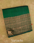 Bottle Green Pure Raw Silk Handloom Saree