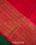 Bottle Green Pure Raw Silk Handloom Saree