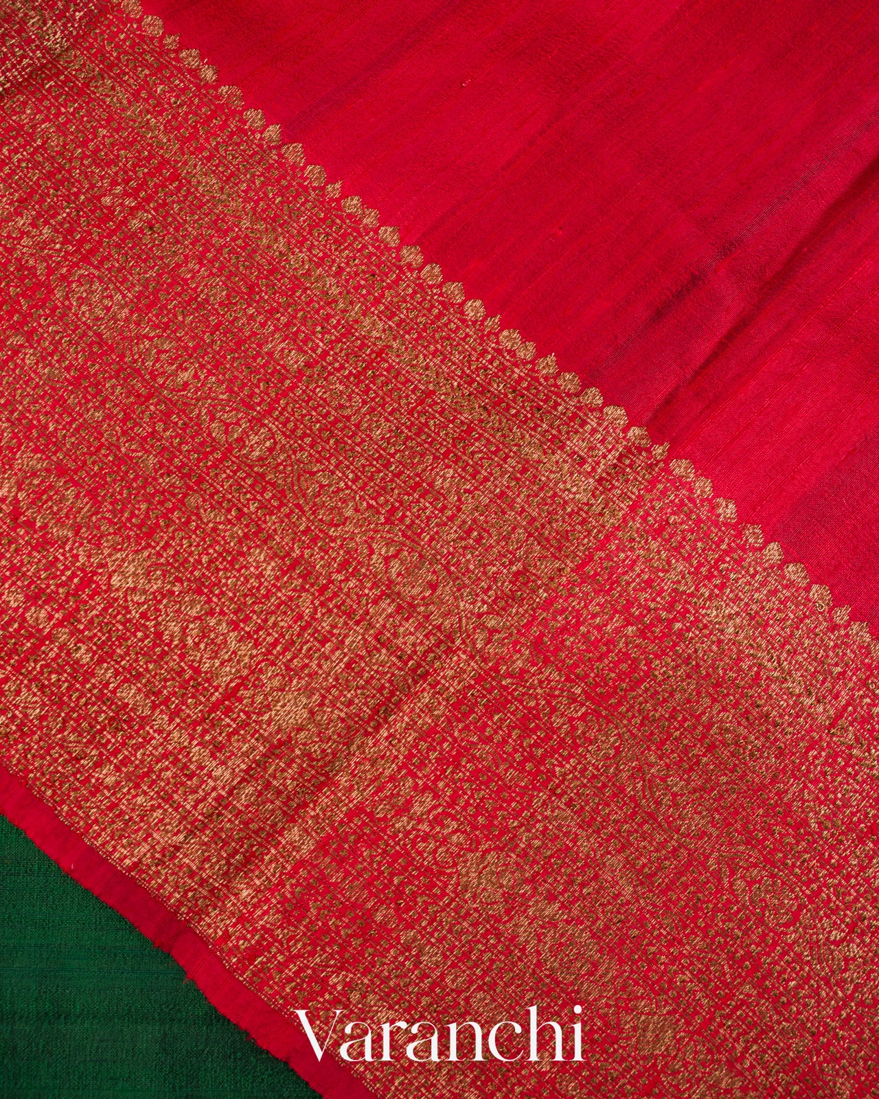 Bottle Green Pure Raw Silk Handloom Saree