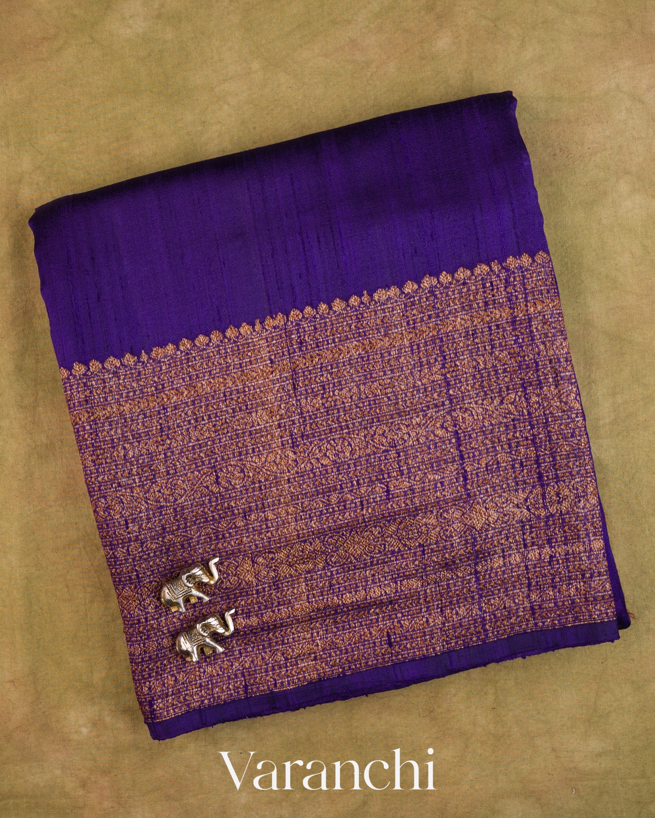 Royal Purple Pure Raw Silk Handloom Saree