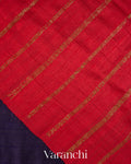 Navy Blue Pure Raw Silk Handloom Saree