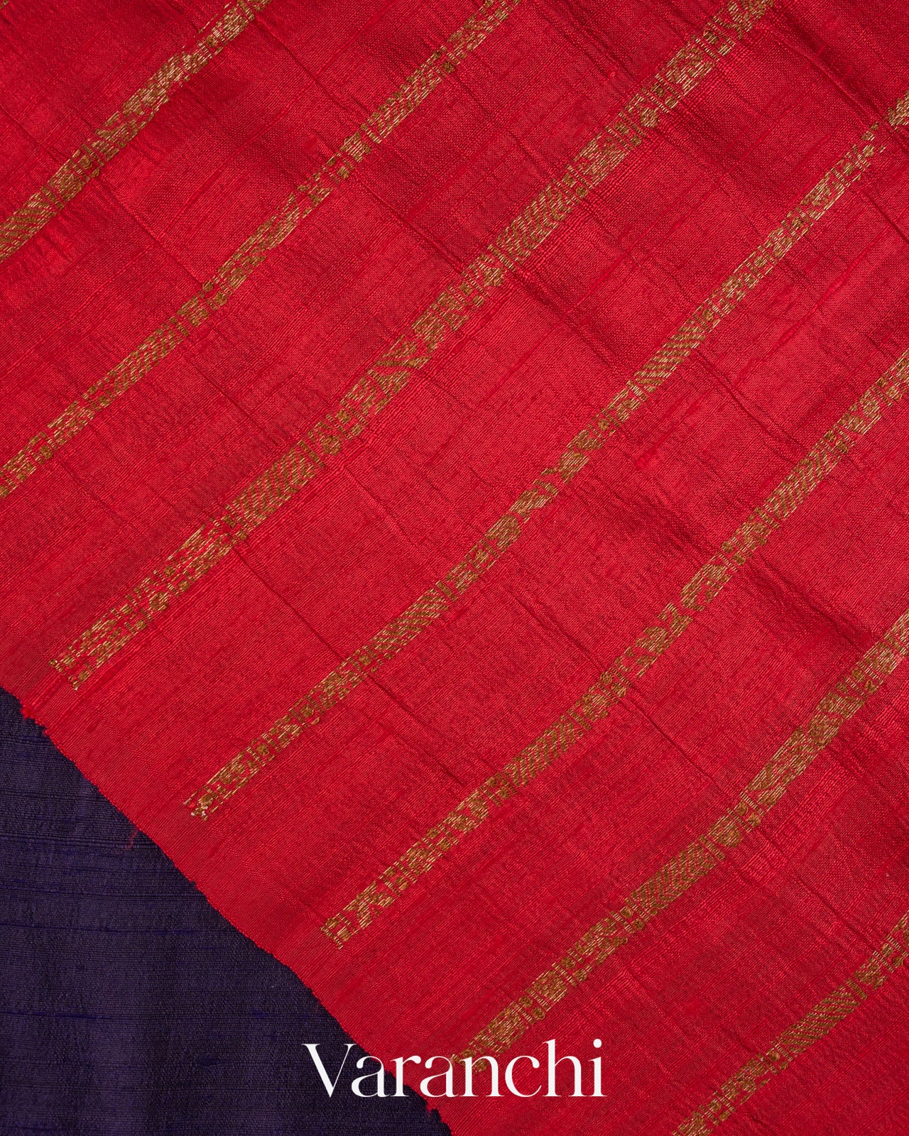Navy Blue Pure Raw Silk Handloom Saree