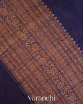 Navy Blue Pure Raw Silk Handloom Saree